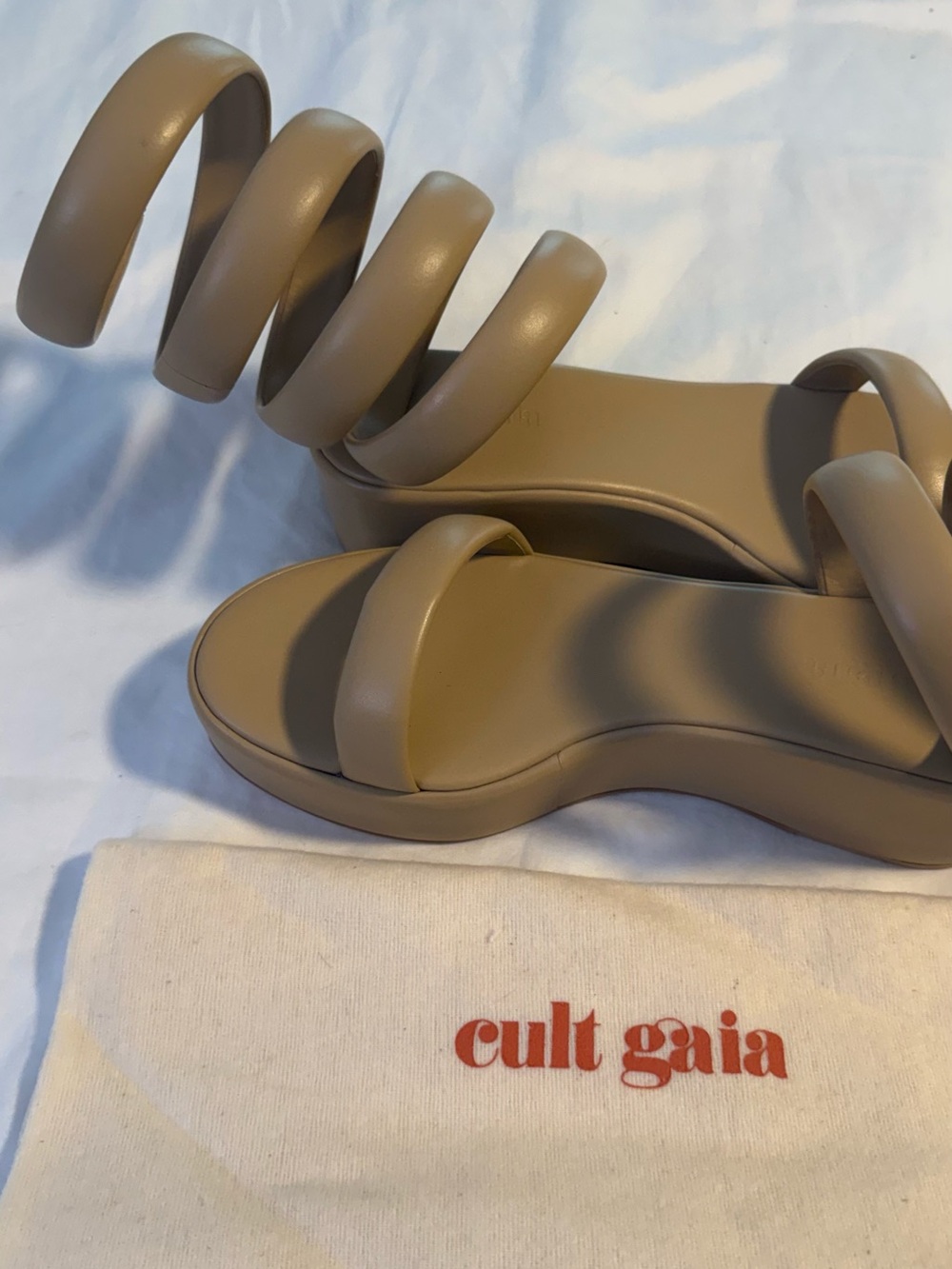 cult gaia Taupe Coil-Strap Slide Sandals